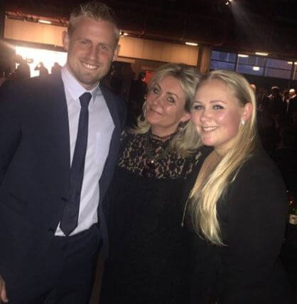 Bente Schmeichel with her children Cecilie and Kasper Schmeichel.